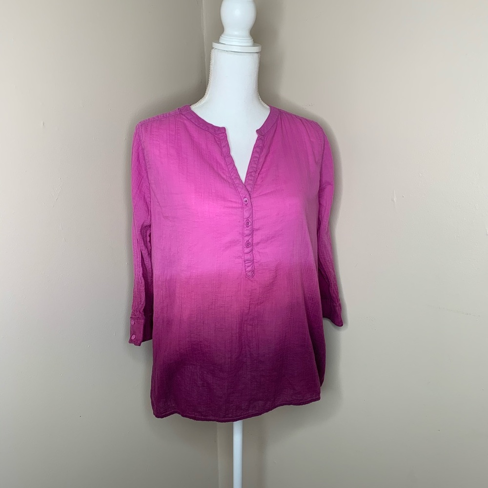 5/$25 ST. JOHNS BAY Purple Ombré 3/4 Sleeve Blouse